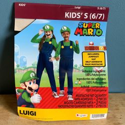 HALLOWEEN SUPER MARIO BROS LUIGI KIDS SIZE SMALL 6-7 COSTUME 