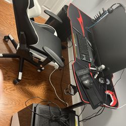 gaming computer with table and chair