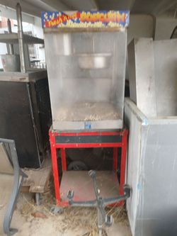 Commercial Popcorn Machine on Red Cart