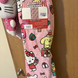 Hello Kitty Christmas Plush Blanket New 