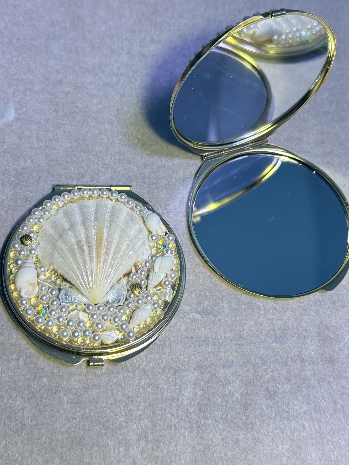 Handmade Seashell Compact Mirrors