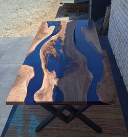 Astana Navy Blue Epoxy Table