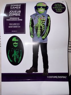 Zombie Gamer Halloween Costume Child Large 12-14