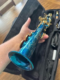 Beautiful Blue Soprano Saxophone with New Reeds $380 Firm