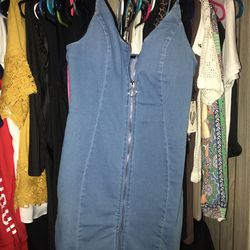 Spaghetti Jean Dress Size L