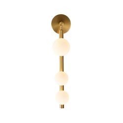 Wall Light, Vertical Wall Lighting Ideas Postmodernist 3 Heads Gold Metal Sconce with Orb Opal Glass