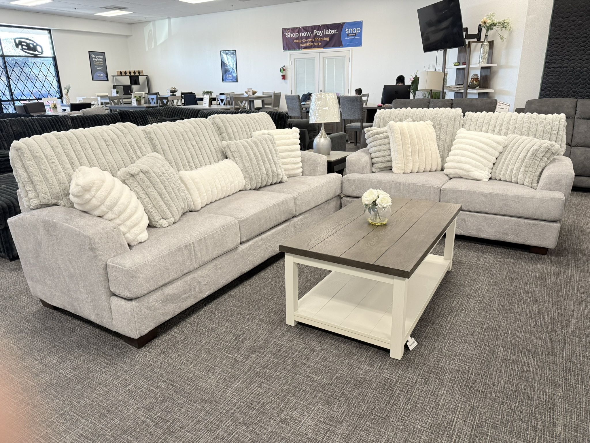 Light Gray Sofa & Loveseat Set - Free Delivery Promo 
