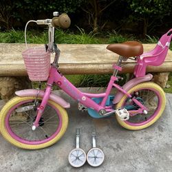 Glerc 16" Bike + Training Wheels & Doll Seat – Excellent Condition