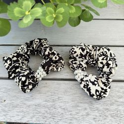 Handmade Hair Tie With Pearls Set . 2Pieces