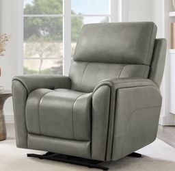Gray Leather Power Recliner Chair