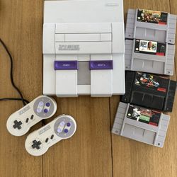  Super Nintendo (SNES) Bundle – Console, 2 Controllers, Games – Works