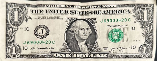 Serial Number Dollar Bill Rare serial number