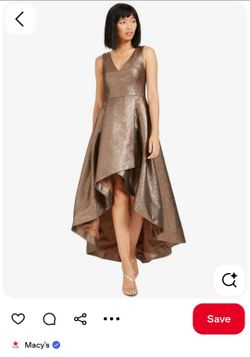 Gold Metallic High-Low Formal Dress