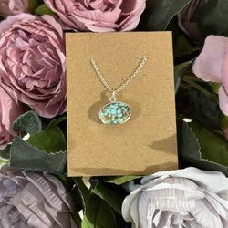 Turquoise Sterling Silver Necklace with Rollo Chain