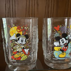 2 Mickey Mouse Drinking Glasses Set McDonald's Year 2000