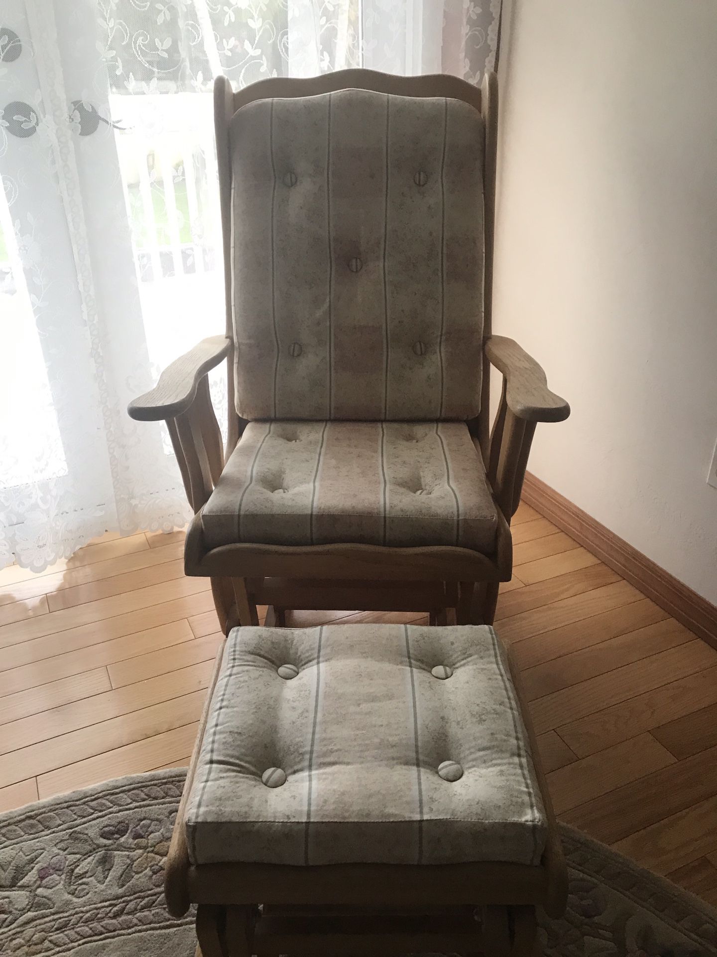 Wood rocking rocker chair with ottoman