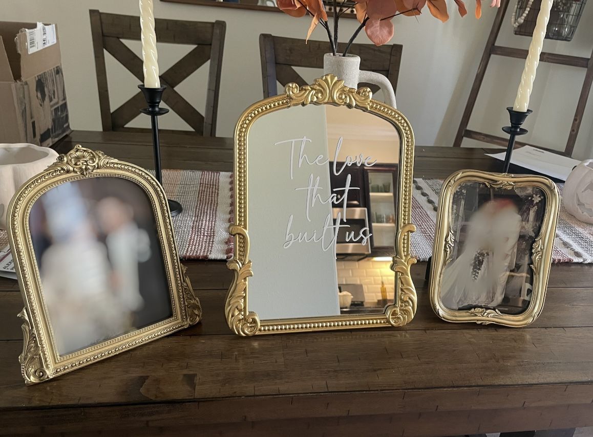 “The Love That Built Us” Mirror And Two Gold Frames