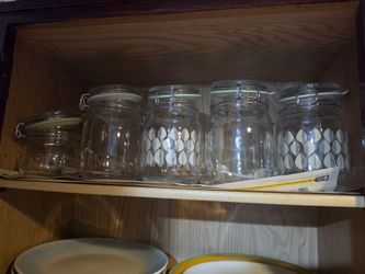 5 glass jars for storage