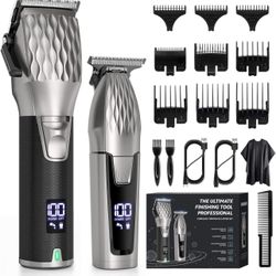 Professional Hair Clippers for Men, Professional Barber Clippers and Trimmer Set, Cordless Beard Trimmer Haircut Grooming Kit Gift for Men Women Kids 