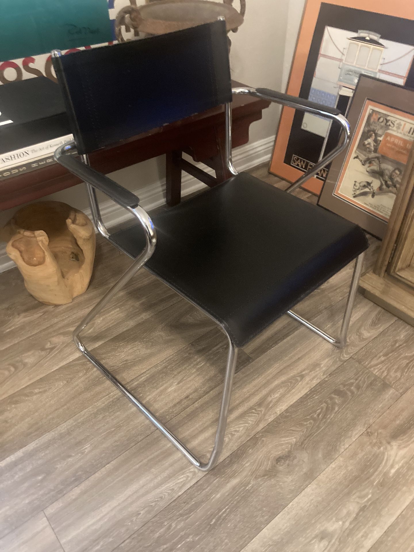Mid Century Chair Leather And Chrome 