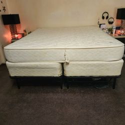 CAL KING bed,  Matress, Box Springs, Frame and memory foam topper 4 Sale