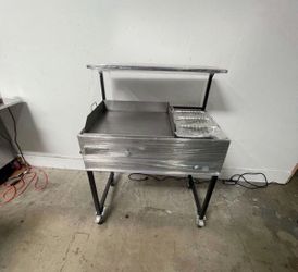 Plancha De 24” Con 3 Charolas Baño María Y Repisa | Incluye Manguera Con Regulador