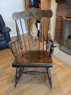 Vintage Wood Rocking Chair with Stencil Detail
