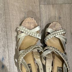 Mix No6 Gold and wood look Wedges Size 8.5