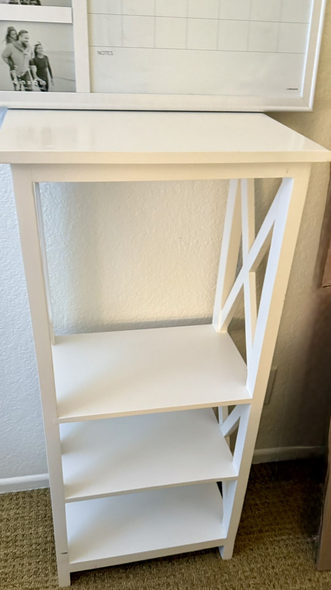 White 3-Tier Shelf – Decorative Bookcase / Side Table