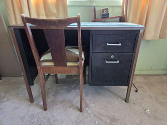 Metal desk and chair