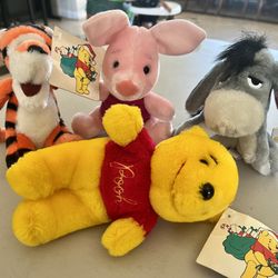 Set Of 4 Winnie The Pooh 8” Bean Bag Plush Dolls