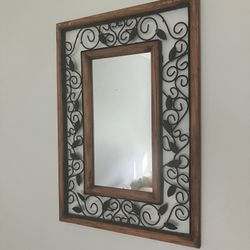 Wood And Metal Vine Mirror 