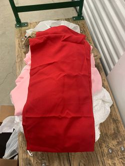 2 Table runner in red polyester size 12inches x9ft