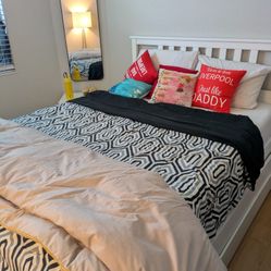 Ikea Queen Bed, Box Spring And 8 Inch Mattress For Sale!