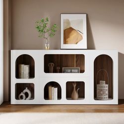59" Console Table, Wooden Sofa Table Storage Organizer Entrance Table 