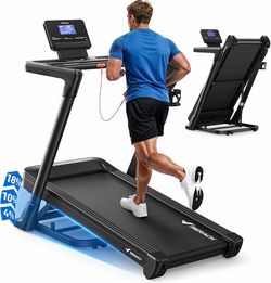 New MERACH Treadmill with 15/18% Auto Incline, 55"/47"x18"/19" Wide Belt Treadmills, 0.5-8.7MPH/10MPH 3.5HP Brushless Incline Treadmill for Home, 350L