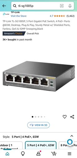 TP-Link Network Switch 5 Port 4-poe+ .