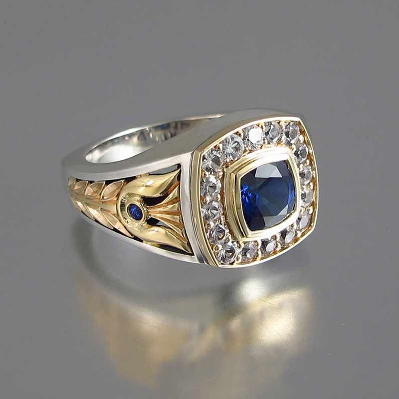 "Luxury Engagement/Wedding Blue Stone Vintage Gold Ring for Women, VIP346
  