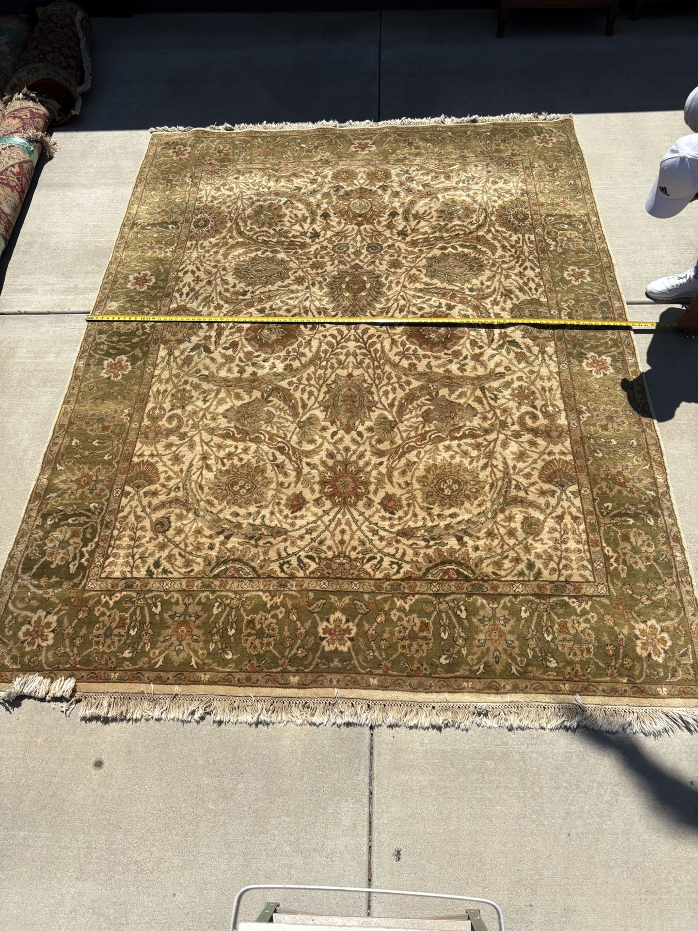 Ornate Green Brown Rug