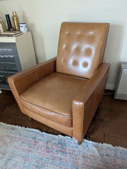West Elm Rhys mid century modern leather recliner