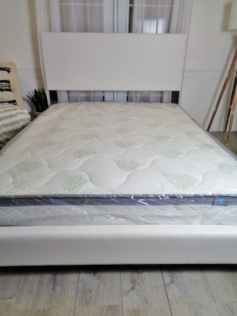 New queen leather bed frame