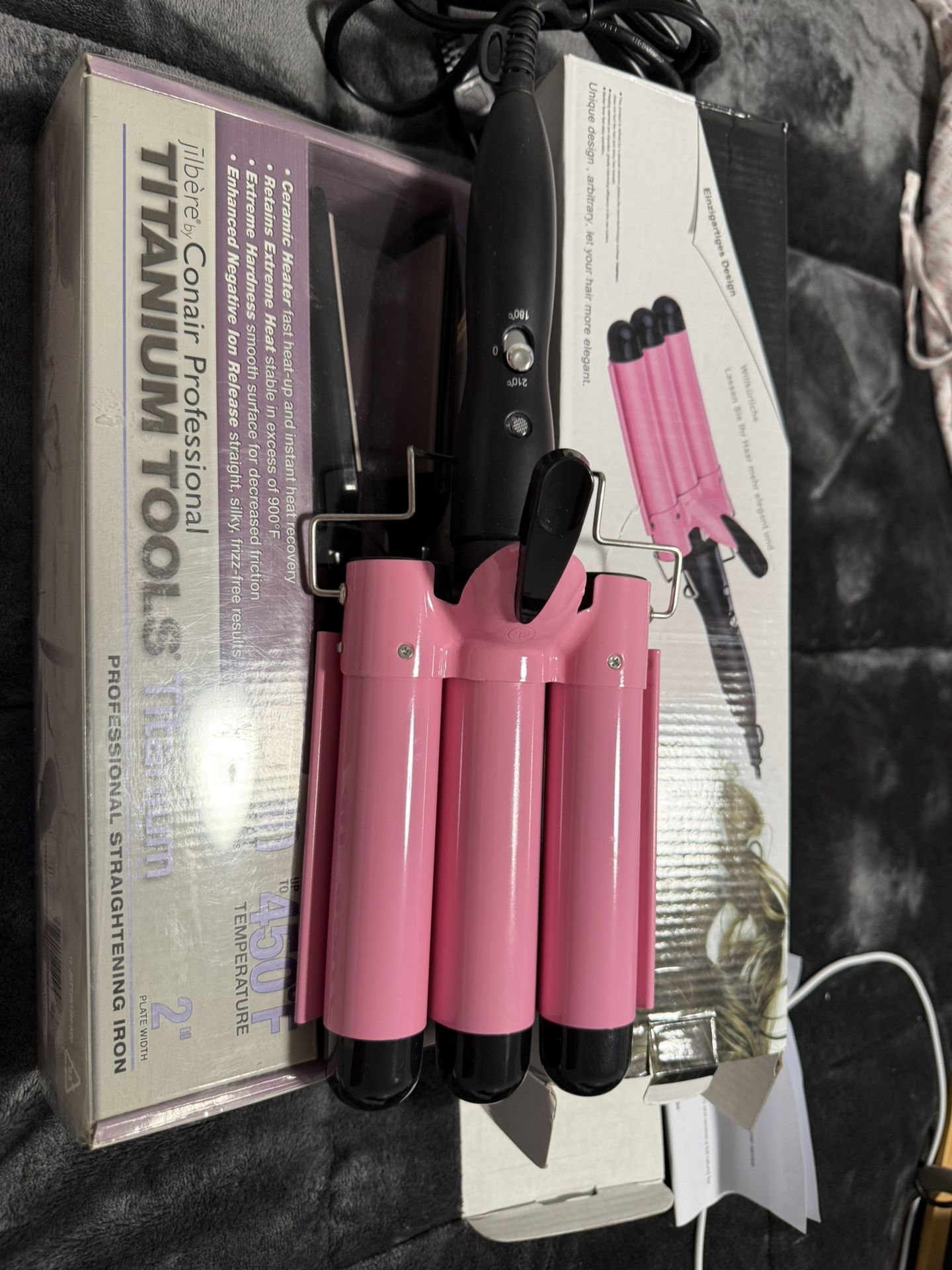 2 Hair Curlers 1 Hair Straightener (Flat Hot Iron)