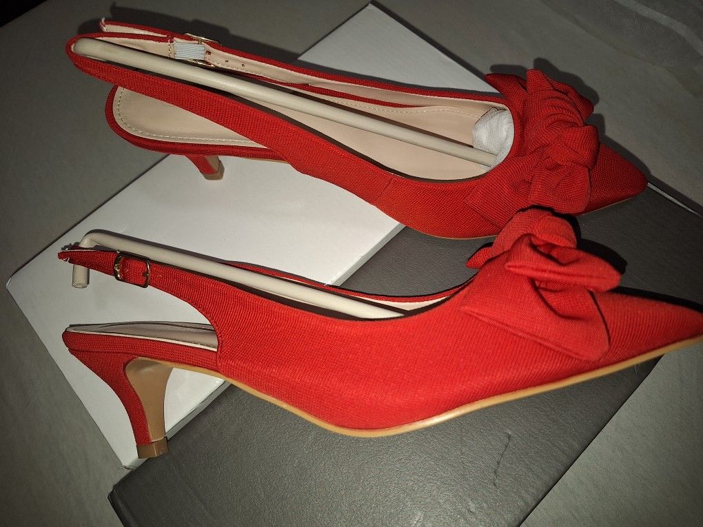 Red Sling Back 2inch Heels   Size 10 Women
