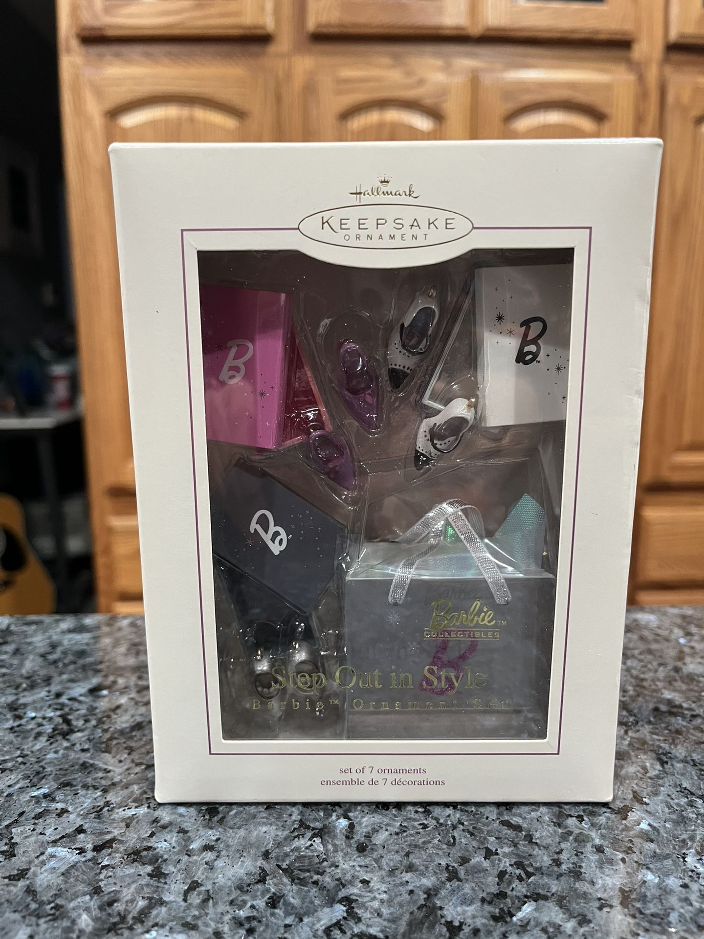 Hallmark Keepsake 2005 Barbie Mini Set of 7 Ornaments.  Brand new never removed from box.