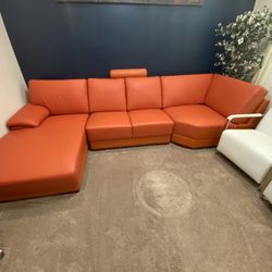 Orange Leather Sofa