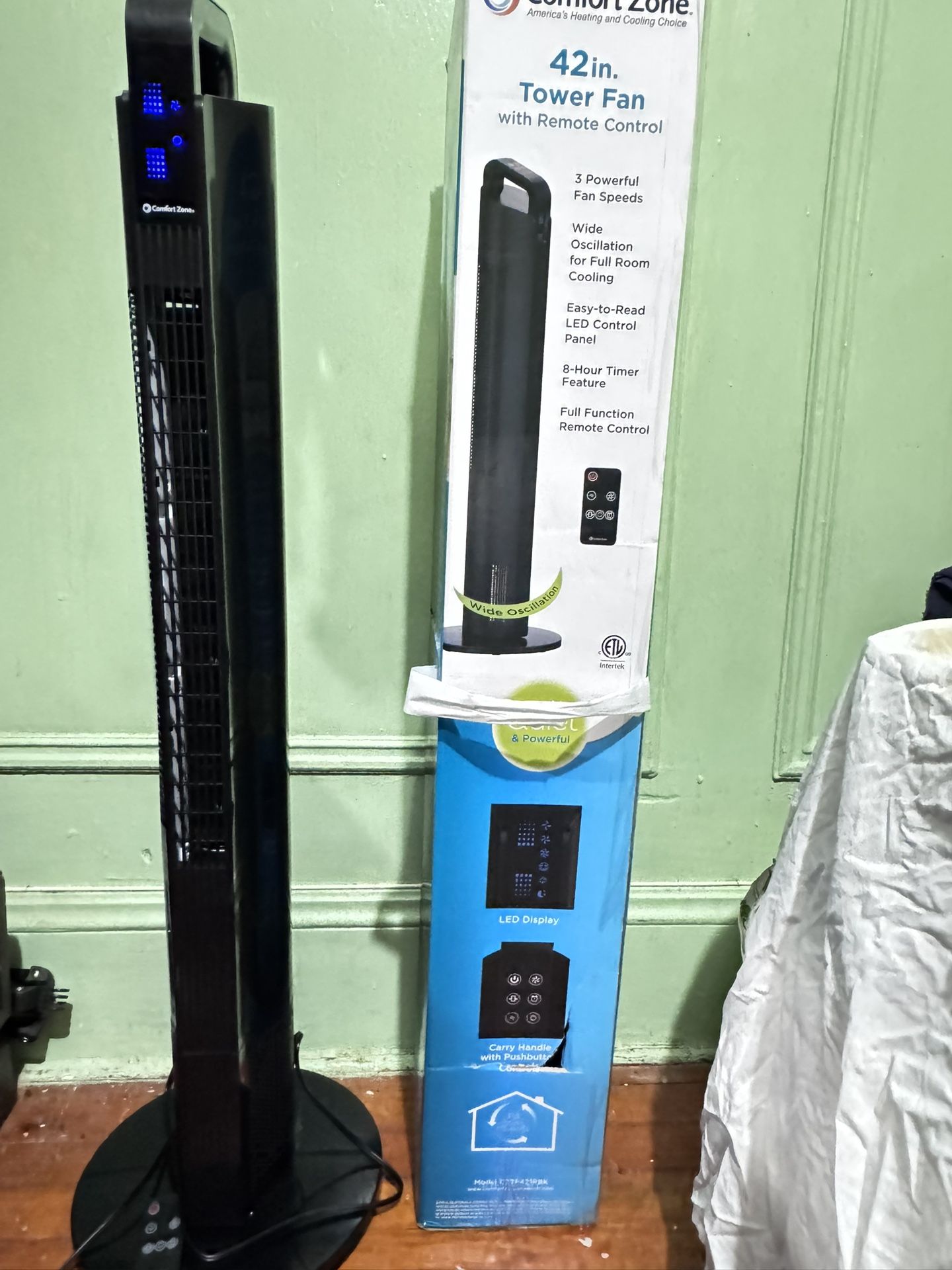 Comfort Zone 42” Tower Fan – Remote & Box – $70 Retail
