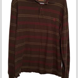 Timberland Weathergear Long Sleeve Polo Vtg Shirt Cotton Size Large Men’s Brown