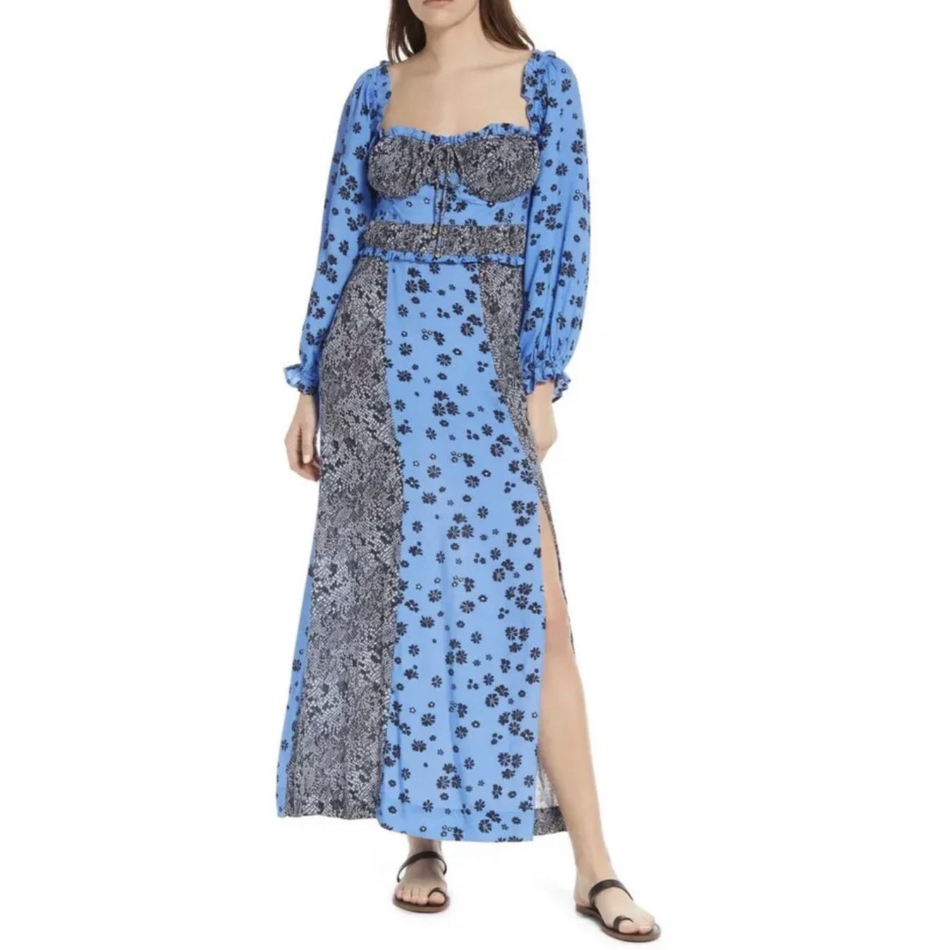 NEW Free People Tigerlily Long Sleeve Maxi Dress size XS Blue -  radharamanexports.com