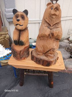 Large Carved Wood Bears
