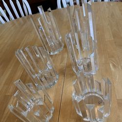 Set Of 3 New Crystal Glass Candle Holders.